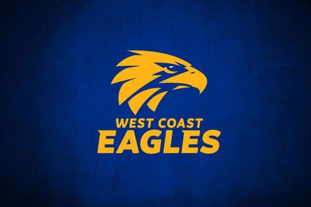 West Coast Eagles logo with blue background. Getting ready for trade time