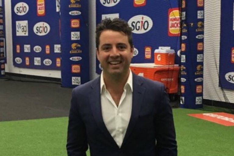 Daniel Garb standing in the West Coast Eagles Clubrooms
