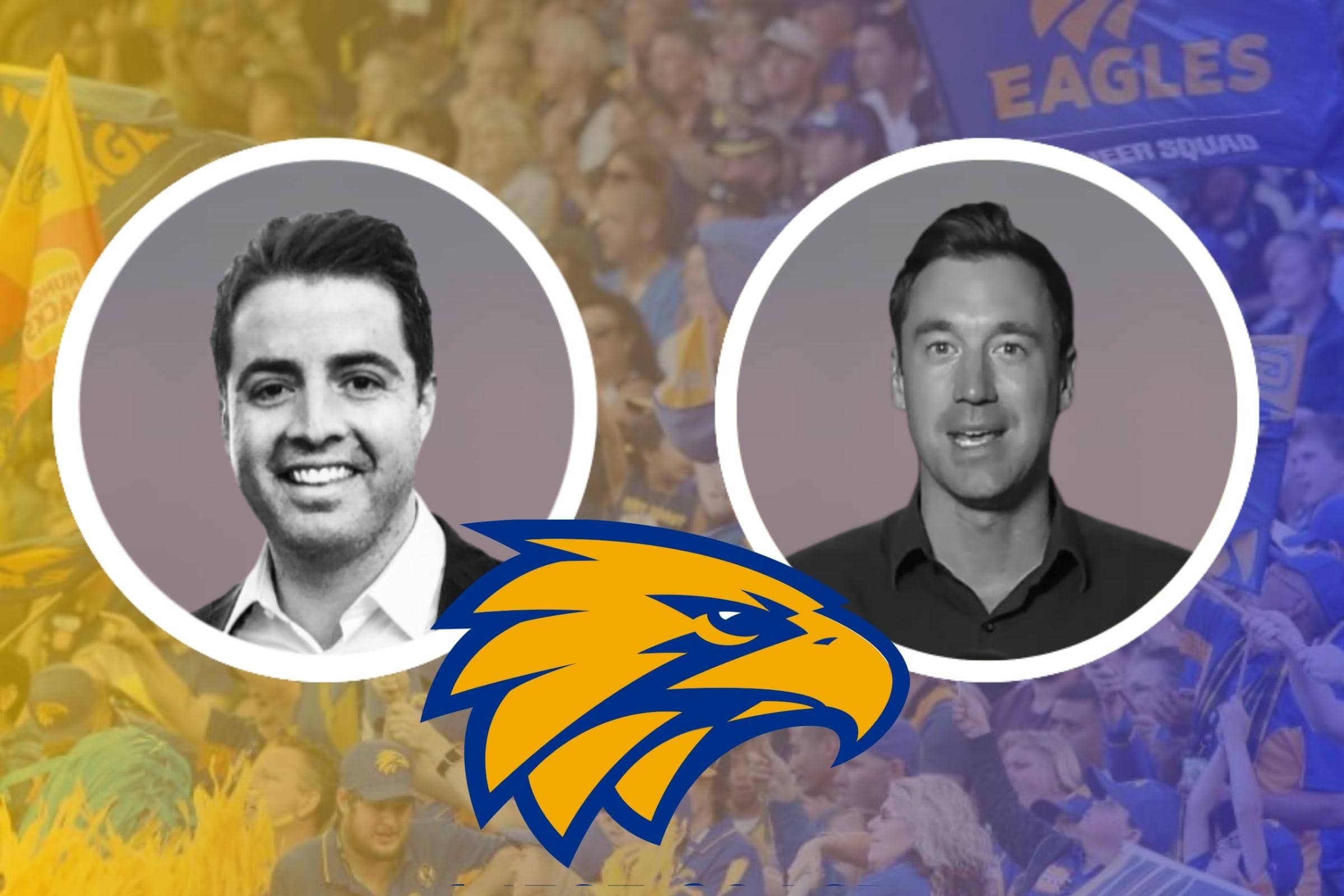 Daniel Garb and Drew Jones with the West Coast Eagles logo