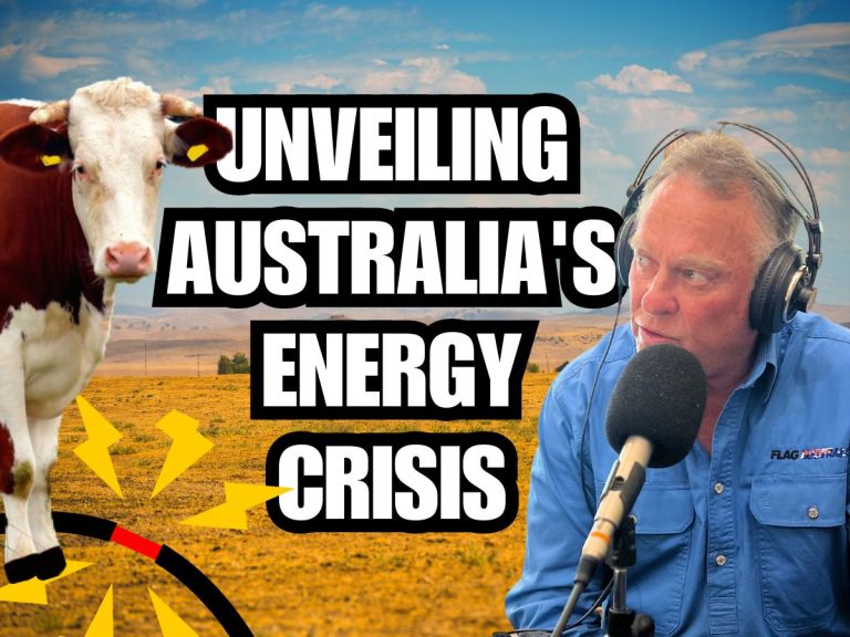 Text saying "Unveiling Australia's Energy Crisis" with a picture of a cow and Peter Manuels face