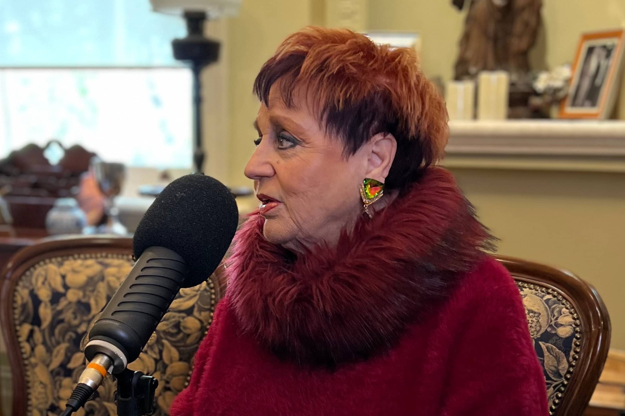 Anne 'Willsy' Wills - 19-time TV Logie award winner Australian television and radio personality sitting at the dining room table