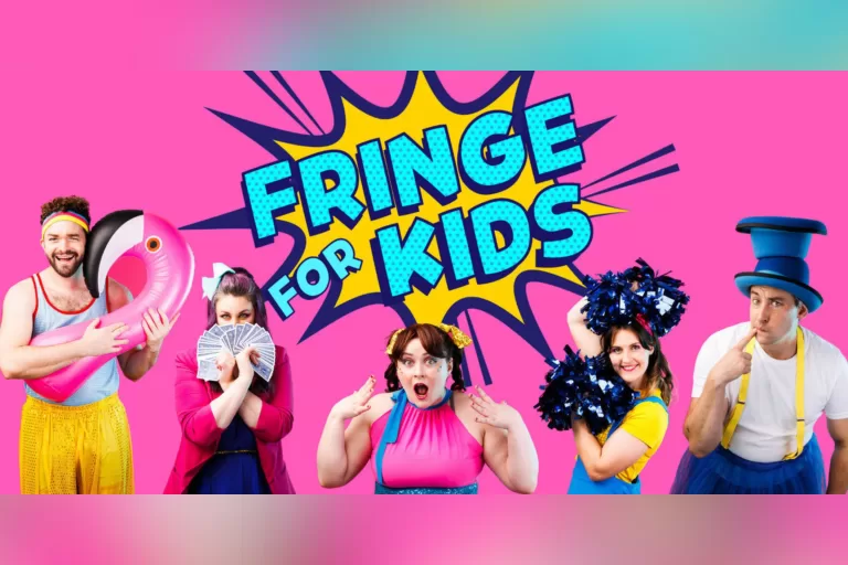 Fringe for Kids text on a excited bubble