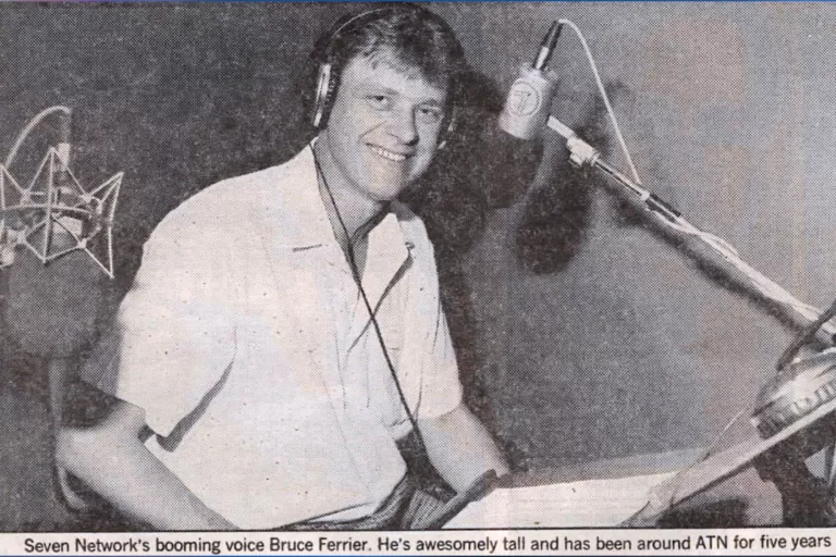 Bruce Ferrier in the Channel 7 booth with his booming voice