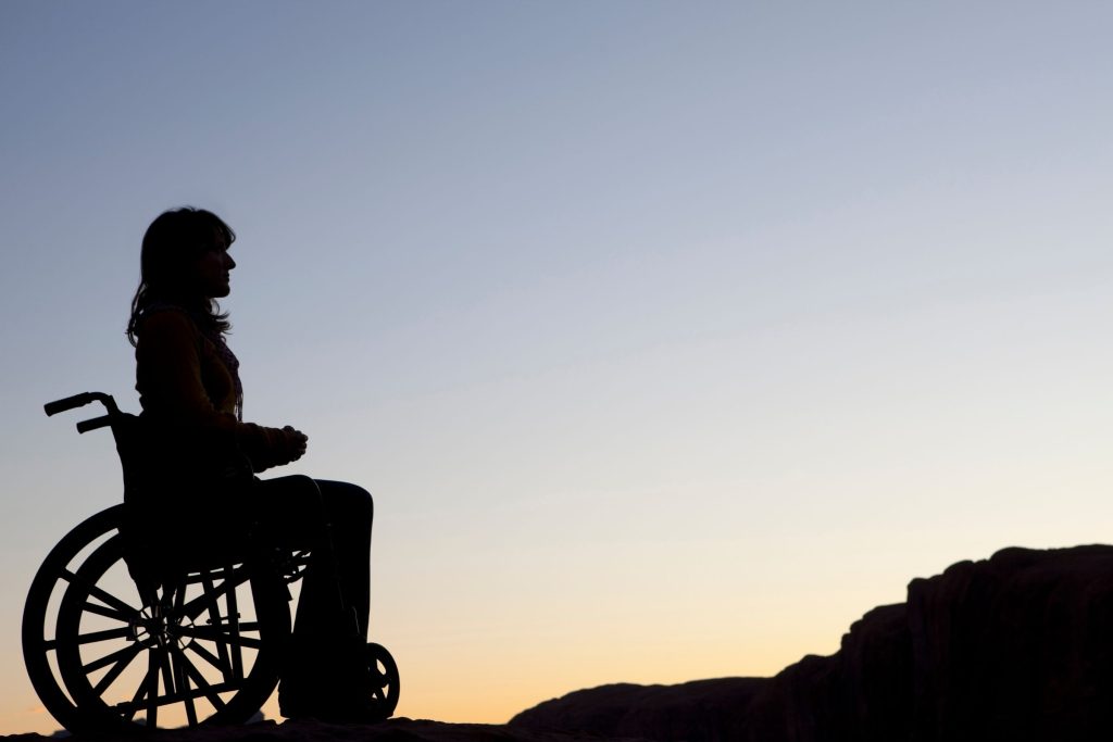 Wheelchair in the sunset